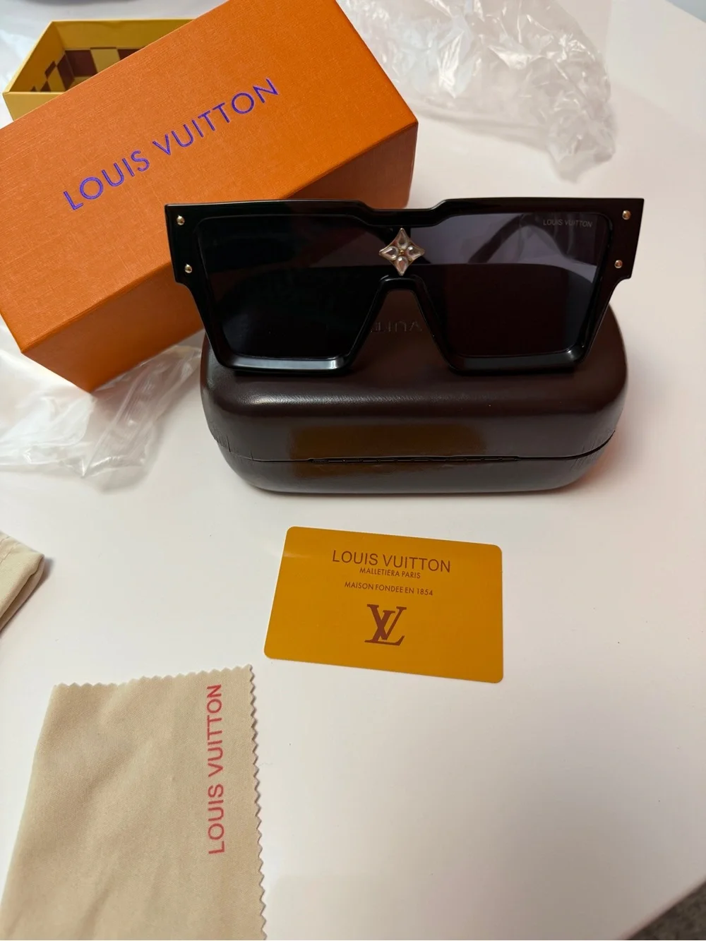 Black Shield Sunglasses with Crystal Monogram